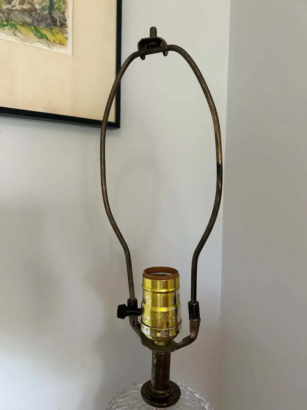 Vintage Cut Crystal Pineapple Design Table Lamp with Brass Base